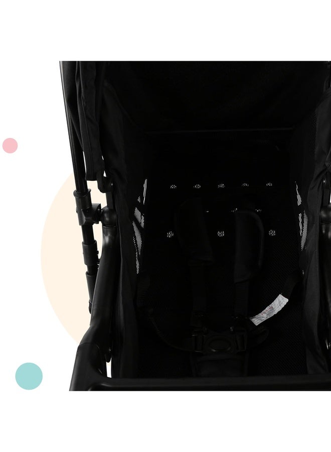Luvlap Sunny Stroller/Pram with Reversible Handlebar, 5 Point Harness, 3 Level Recline Adjustment, Compact and Easy Fold, for Newborn Baby/Kids, 0-3 Years (Black) - Image 3