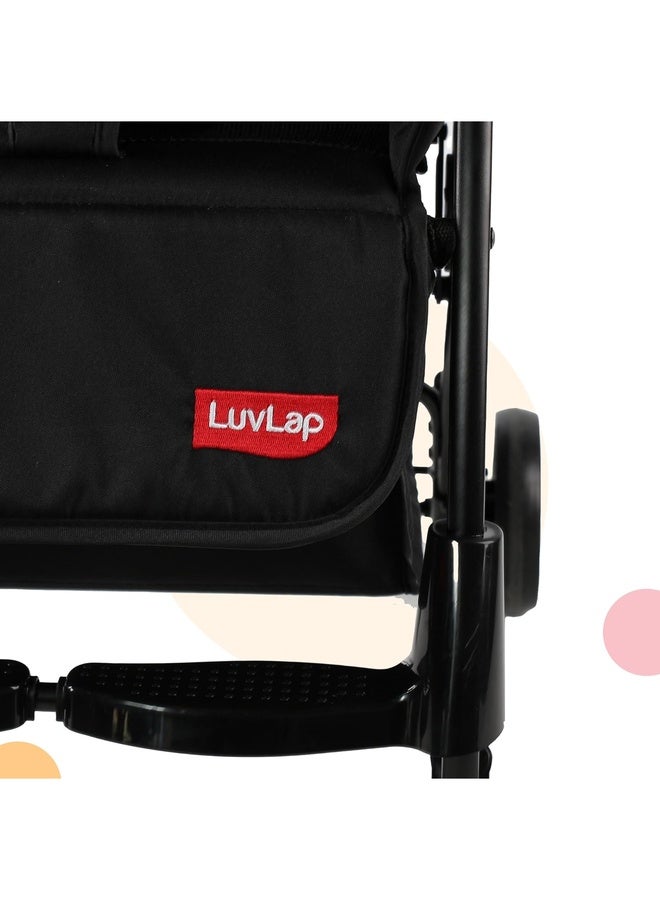 Luvlap Sunny Stroller/Pram with Reversible Handlebar, 5 Point Harness, 3 Level Recline Adjustment, Compact and Easy Fold, for Newborn Baby/Kids, 0-3 Years (Black) - Image 4