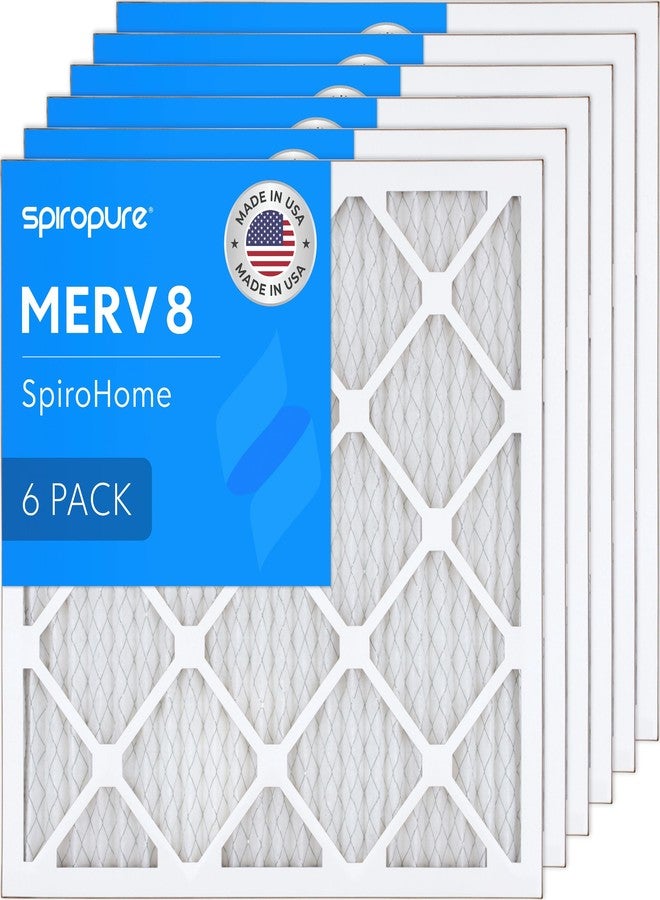 SpiroPure فلاتر هواء مطوية من SpiroPure مقاس 19.50 × 19.5 × 1 بوصة، تصنيف MERV 8 - صنع في الولايات المتحدة الأمريكية (عبوة من 6 فلاتر) - Image 1