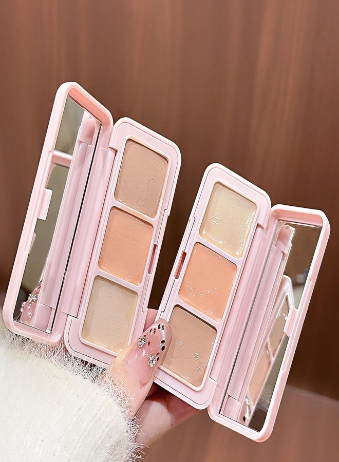 Cappuvini Cute Cat Face-Repairing Concealer Palette | Waterproof Long Lasting High Coverage Concealer for Dark Circles, Redness & Blemishes | Moisturizing Mousse Texture with Natural Glow Finish | 3 Shades Dark, Salmon & Bright Complexion | for Women & Girls - Image 1