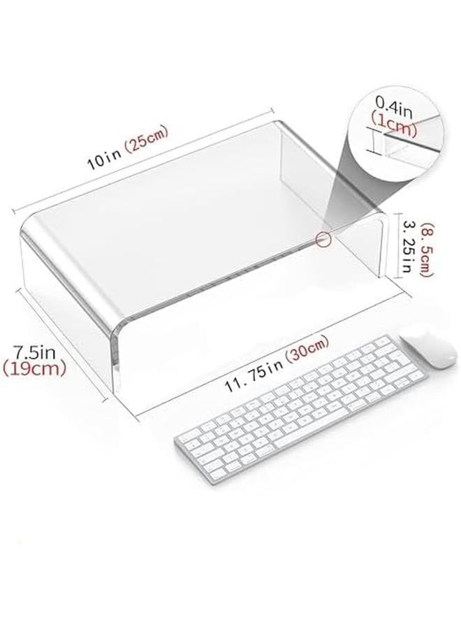 erorex Acrylic Monitor Stand Riser Clear Laptop Stand For Desk Acrylic Monitor Riser For Desk Accessories Aesthetic Laptop Riser Clear Computer Stand White Office Supplies One Layer  - Image 5