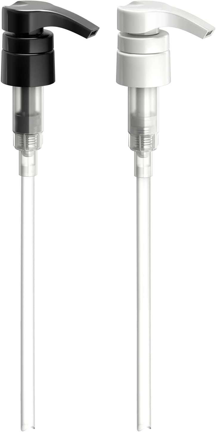 Bar5F 1-Liter Pumps for Shampoo and Conditioner Bottles for 33.8-Ounce Professional Salon Brands (White & Black) - Image 1