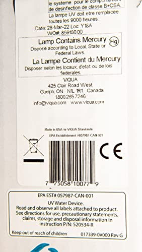 Viqua مجموعة مصباح UV وسوستة Viqua 602810-102 لـ D، D4، D4+، C، C4 - Image 4