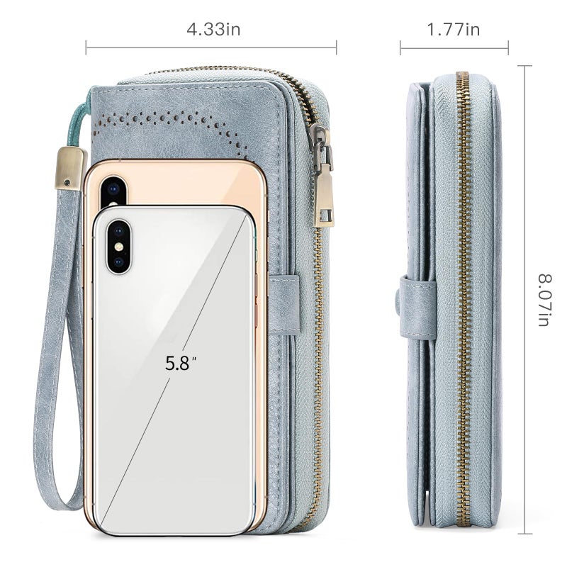 GAEKEAO Leather Credit Card Holder Wallet for Women RFID Blocking Large Capacity Bifold Zipper Card Case Organizer with Wristlet 45 Slots - Image 3