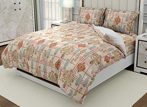 Temoli® Cotton bedsheets for Double Bed King Size , King Size Cotton bedsheets with Pillow Covers. 275X275 cm. (Ambi-Beige) - Image 4