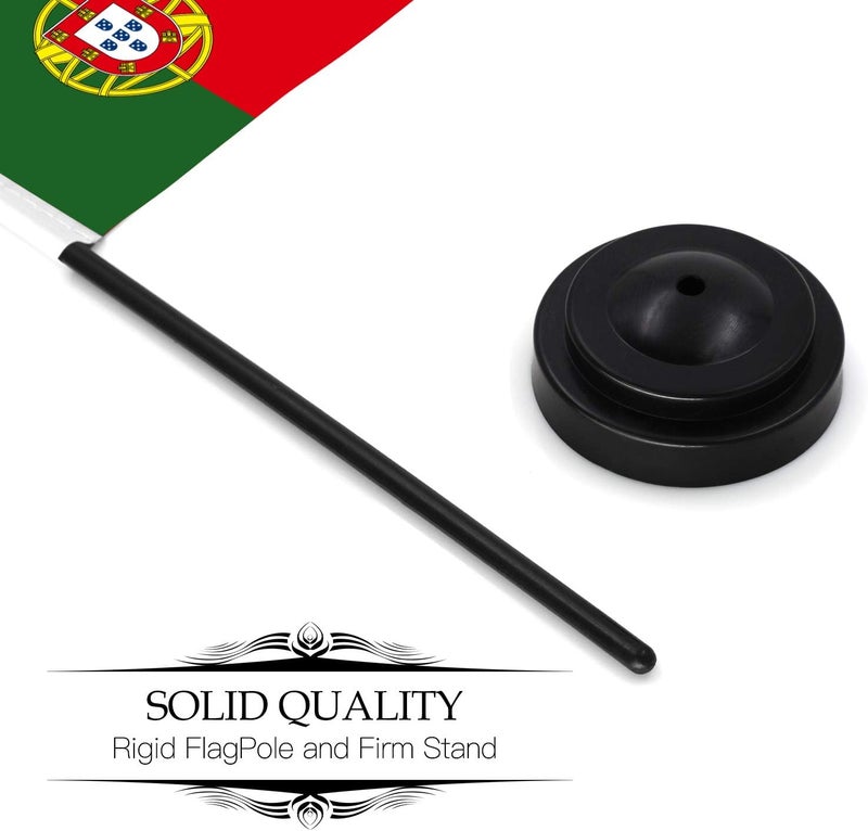 Anley Portugal Deluxe Desk Flag Set - 6 x 4 Inch Miniature Portuguese Desktop Flag with 12" Solid Pole - Vivid Color and Fade Resistant - Black Base and Spear Top - Image 5