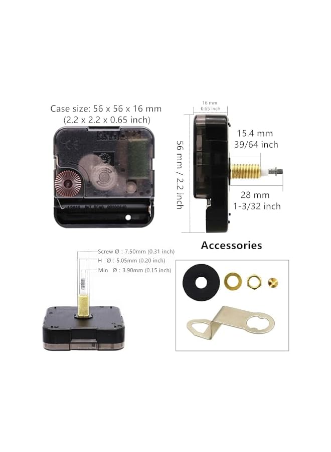 The Bros Quartz Long Shaft Clock Movement DIY Wall Clock Movement Mechanism Clock Repair Kit Replacement (Shaft Length 31mm,Two sets of pointers) - Image 3