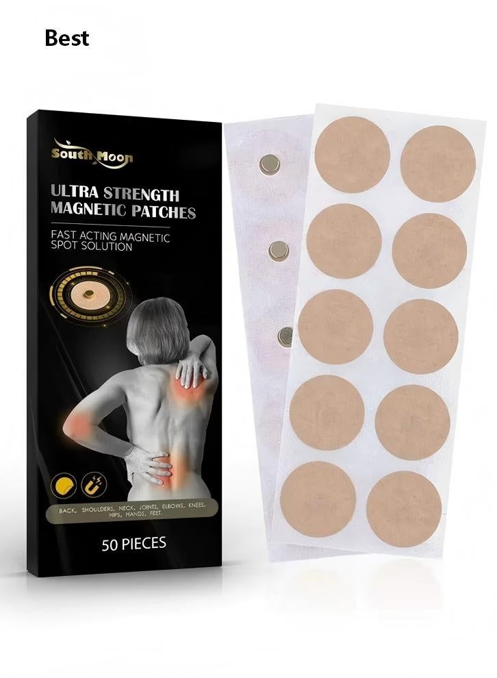 Best Acupuncture Point Magnetic Patches (50-Pack) - Non-Woven Breathable, Magnetic Stimulation, Pain Relief, Reduces Inflammation, Improves Blood Circulation, Full-Body Multi-Area Care Patches - Image 1