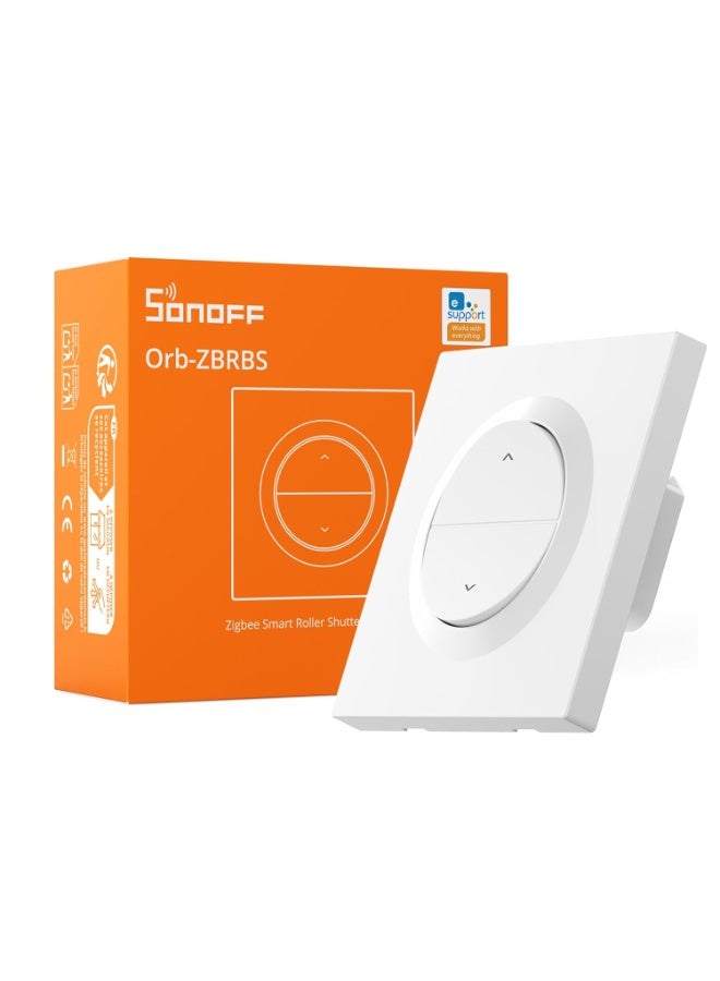 سونوف مفتاح حائط ذكي لستائر الرول من سلسلة SONOFF Fusion يعمل بتقنية Zigbee، مصنوع من مادة البولي كربونات، بتركيب بدون براغي، بدرجة حماية IP20، بجهد 240 فولت، موديل Orb-ZBRBS - Image 1