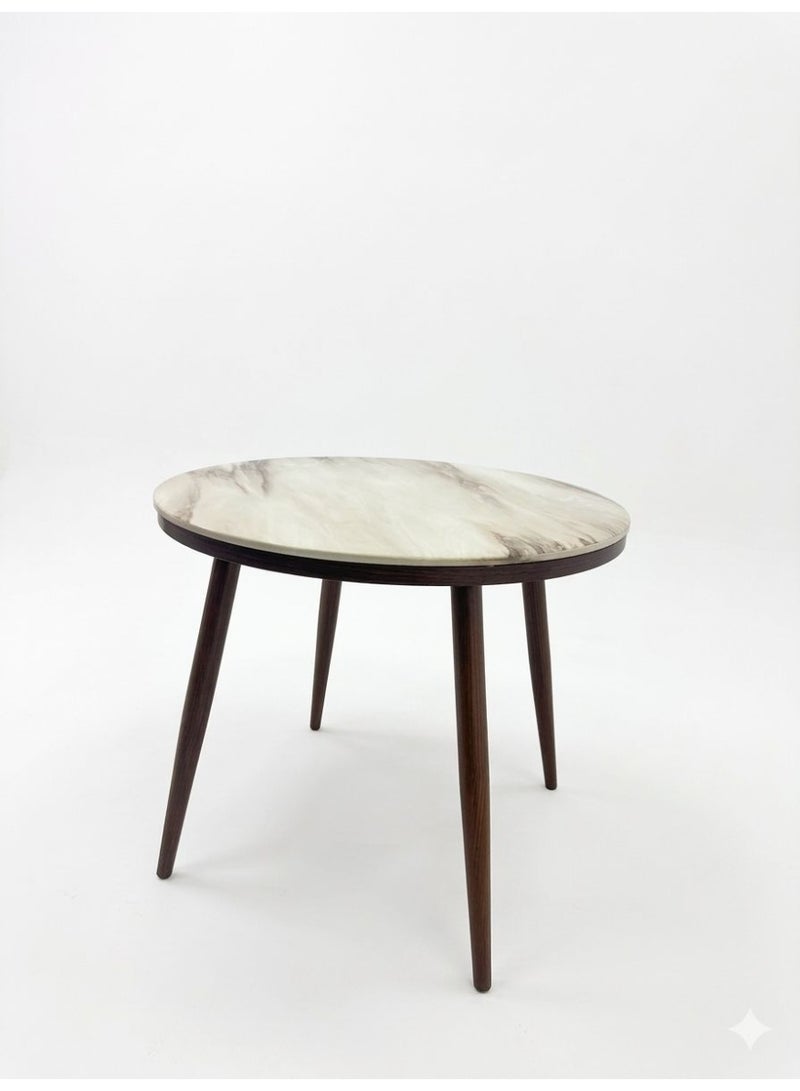 Round maebie dining teble with four velvet chairs - Image 1