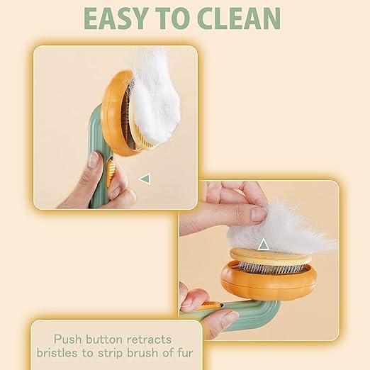 AMENDAS Self Cleaning Dog Comb & Cat Comb - Pet Hair Remover Grooming Comb with Switch & PAIN - FREE Slickers | Deshedding Dog Brush & Cat Brush To Gently Massage The Pets with FREE Bath Brush - Image 2