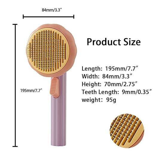 AMENDAS Self Cleaning Dog Comb & Cat Comb - Pet Hair Remover Grooming Comb with Switch & PAIN - FREE Slickers | Deshedding Dog Brush & Cat Brush To Gently Massage The Pets with FREE Bath Brush - Image 3