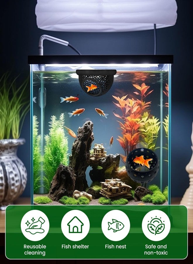 Frstem 2 Pcs Aquarium Fish Hideout; Black Betta Fish Tank Decor with Suction Cup & Floating Hide, Eco Safe Cave Shelters for Stress Reduction - Image 3