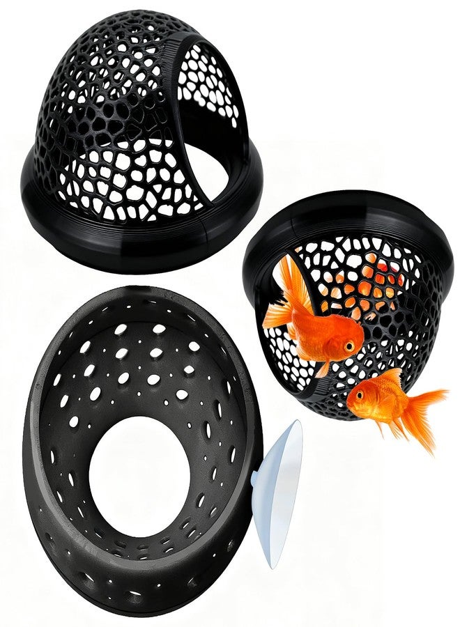 Frstem 2 Pcs Aquarium Fish Hideout; Black Betta Fish Tank Decor with Suction Cup & Floating Hide, Eco Safe Cave Shelters for Stress Reduction - Image 1