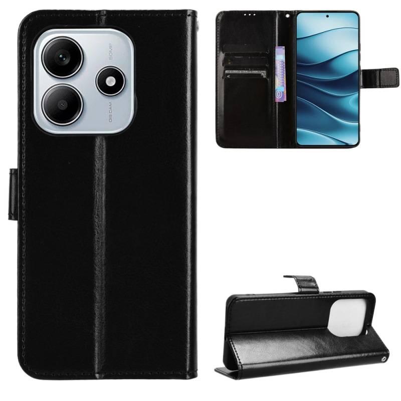 BB غطاء واقي بملمس جلد لـ Redmi Note 14 مع حماية من السقوط وتصميم قابل للطي مع مقاوم للصدمات مع نقش الحصان الجامح مع حبل تعليق باللون Gold باللون الذهبي باللون الأحمر - Image 5