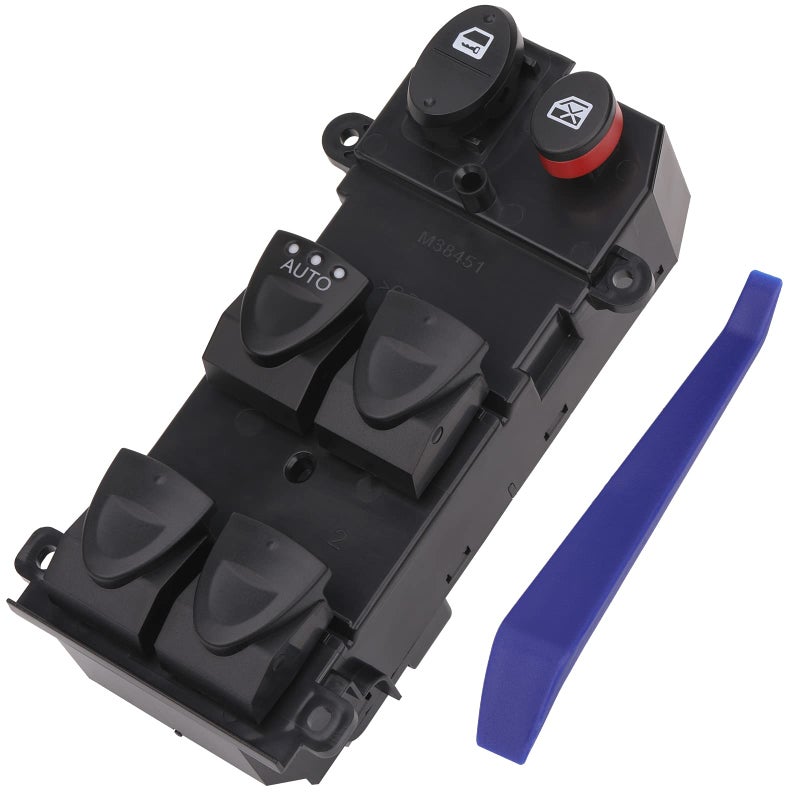 Obaee Master Window Switch Power Control Button Front Left Driver Side Compatible with 2006 2007 2008 2009 2010 2011 Honda Civic Replacement OEM 35750-SNV-H51 1 Auto Button Green Light 22 Pins