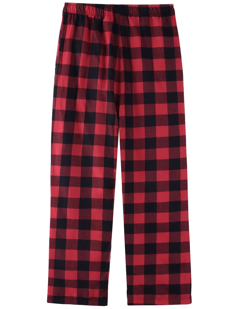 Spring&Gege Mens Soft Plaid Pajamas Pants Flannel PJ Pants Lounge Long Bottoms, Black and Red, Large - Image 2