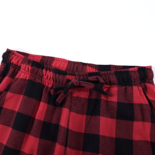 Spring&Gege Mens Soft Plaid Pajamas Pants Flannel PJ Pants Lounge Long Bottoms, Black and Red, Large - Image 4