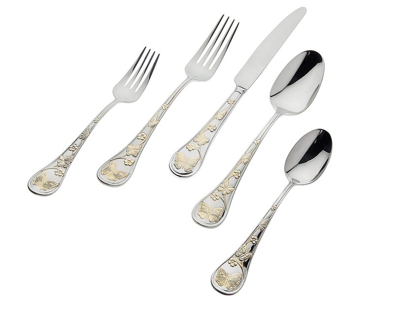 Godinger Flatware Set of Golden Cutlery KnifeForkSpoon  Service of 4