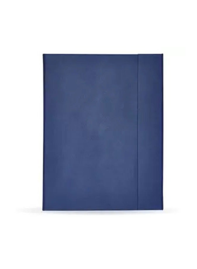 FIS Magnetic Folder Italian PU Cover with Writing Pad, Ivory Paper, A4 Size, Single Ruled 96 Sheets with Gift Box, Blue Color
