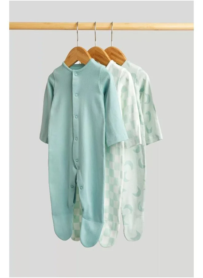 مذركير Mint Baby Sleepsuits - 3 Pack