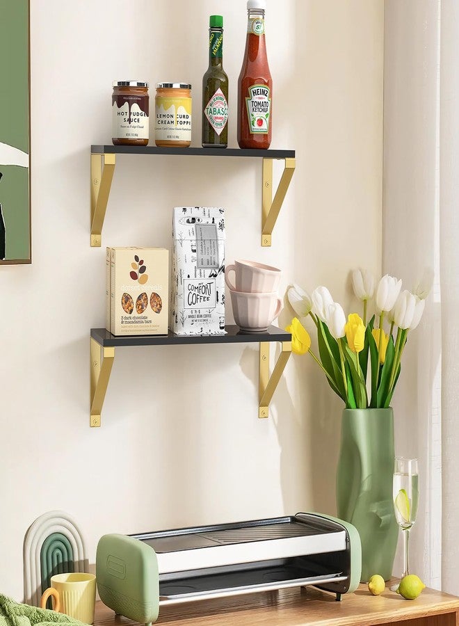 Cilinta Gold Black Floating Shelves Wall Mounted Set of 2, 8mm Transparent Acrylic, Invisible Wall Shelves for Bedroom, Living Room, Bathroom, Kitchen, Office Display Decor (13in) - Image 5