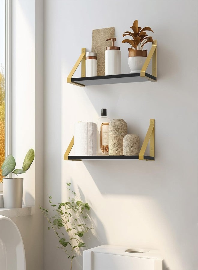 Cilinta Gold Black Floating Shelves Wall Mounted Set of 2, 8mm Transparent Acrylic, Invisible Wall Shelves for Bedroom, Living Room, Bathroom, Kitchen, Office Display Decor (13in) - Image 4