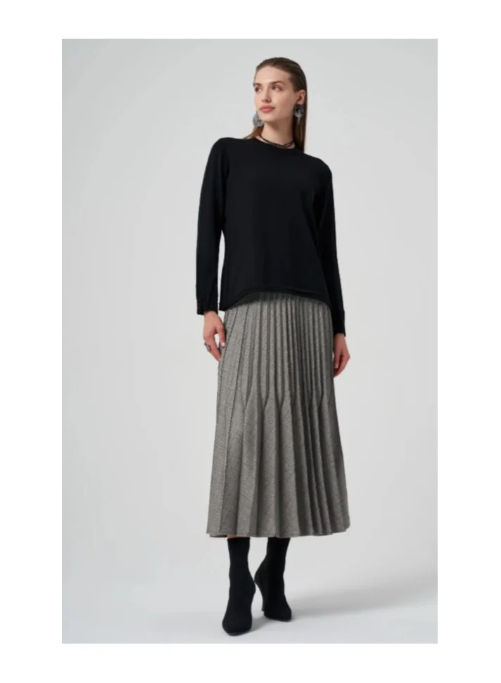 MissWhence Long Pleated Skirt - Anthracite