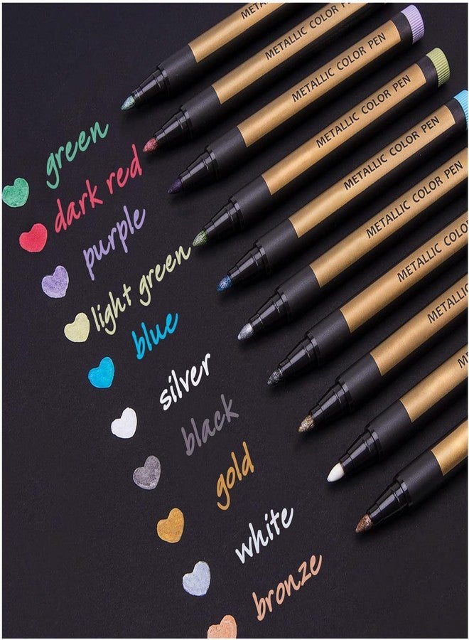 Amitasha Metallic Art Marker Paint Pen Set of 12 Water-Based Shimmer Ink Fine Tip Color Shades for Glass, Metal, Ceramic, Art Projects Fine Metallic Markers Set, Ideal for DIY Crafts, Creative Gifts - Image 5