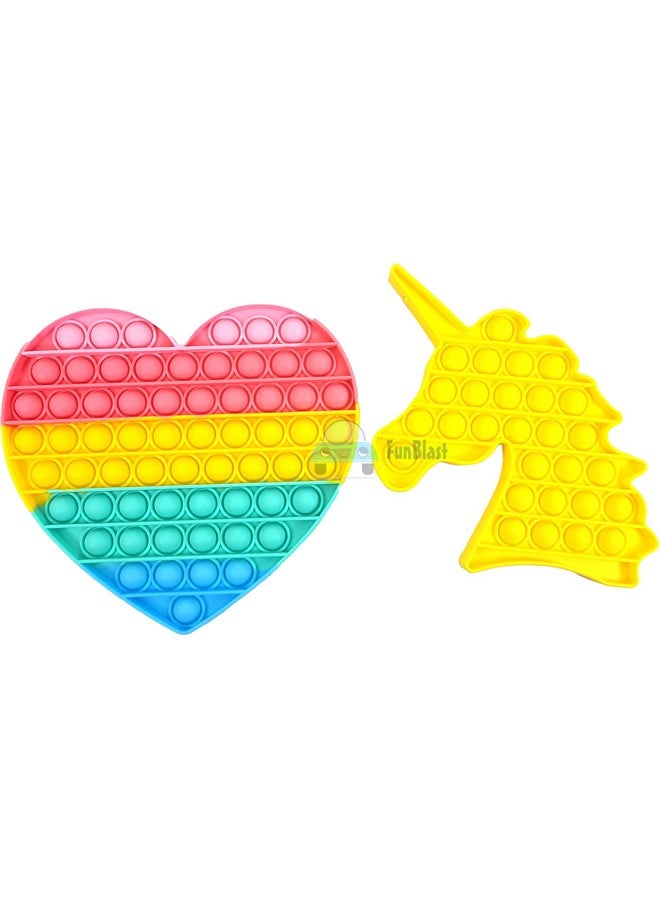 FunBlast Pop It - Popit Game, Poppet for Kids, Pop It Toy, Pop It Toys for Kids, Pop It Fidget Toy, Pop It Big, Pop It for Girls, Pop It for Boys, Unicorn Pop It, Stress Relief Toys (Pack of 2 Pcs) - Image 1