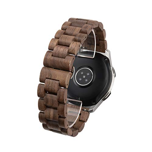 AIYIBEN Wood Watchband 22mm for Samsung Galaxy 46mm wooden Stainless Steel Watch Band Quick Release Strap Replacement Bracelet Wristband for Gear S3 Walnut 22MM - Image 3