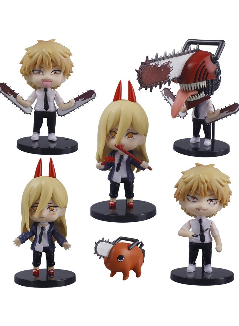 Set of 6 Anime Action Figure, Pochita Figure, Collectible Model Statue Figure Toy, High Quality Cartoon Figure Toy Suitable For Car and Table Decoration  - Image 2