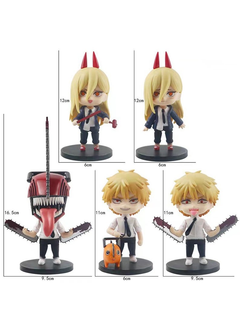 Set of 6 Anime Action Figure, Pochita Figure, Collectible Model Statue Figure Toy, High Quality Cartoon Figure Toy Suitable For Car and Table Decoration  - Image 3