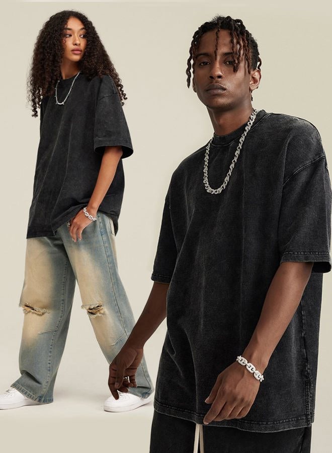 Arssm 3 Pack Men Oversized T Shirts Vintage Tee Loose Fit Short Sleeve Casual Streetwear Baggy Washed Unisex Tops, Black+grey+blue, 3XL - Image 3