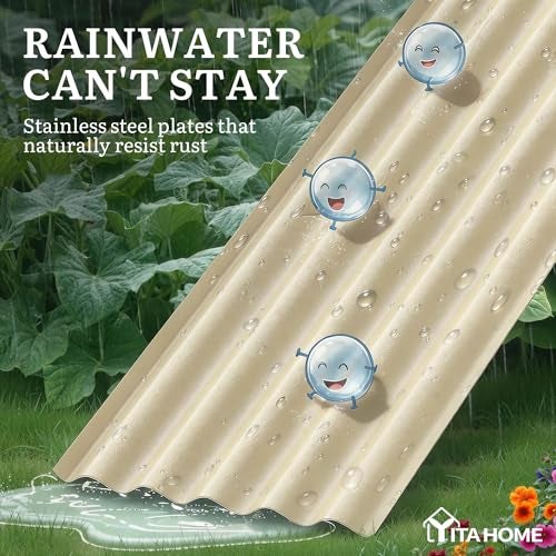 YITAHOME 8x2x1.5ft Raised Garden Bed Kit, 17" Tall 9 in 1 Large Galvanized Metal Planter Box with Gloves & Safety Rubber, Outdoor Flower Bed for Plants Vegetables Flowers, Cream Yellow - Image 4