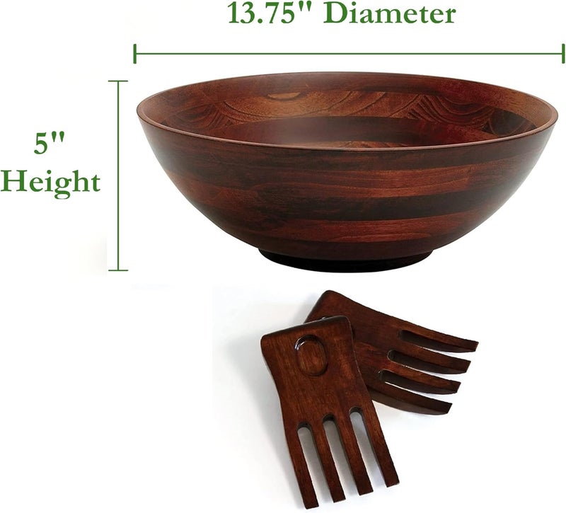 Lipper International Cherry Wood Salad Bowl Set - Image 2