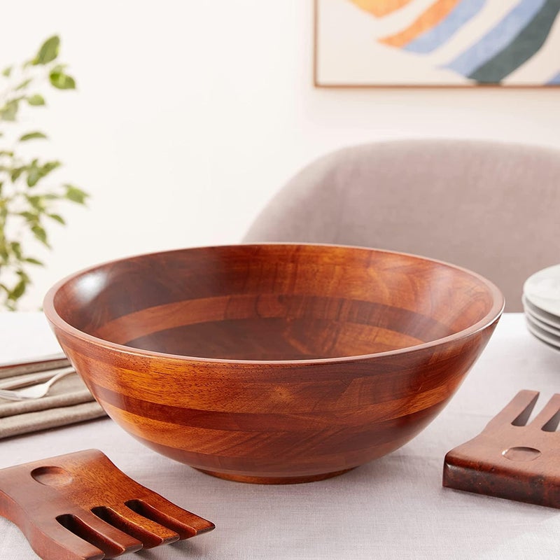 Lipper International Cherry Wood Salad Bowl Set - Image 5