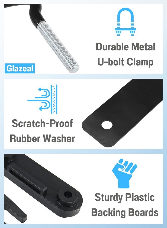 Glazeal 4Pack Roof Box U-Bolt Clamps with 8 Lock Nuts, Universal Roof Box U-Bolt Clamps Car Van Mounting Fitting Kit with 8 Lock Nuts 2 Straps for Cargo Carrier Rack - Image 4