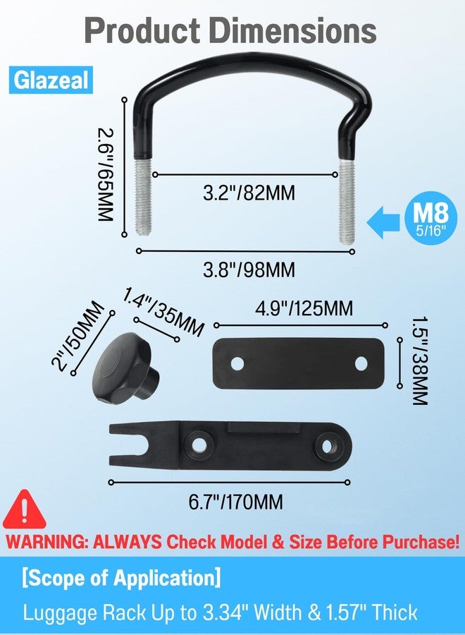 Glazeal 4Pack Roof Box U-Bolt Clamps with 8 Lock Nuts, Universal Roof Box U-Bolt Clamps Car Van Mounting Fitting Kit with 8 Lock Nuts 2 Straps for Cargo Carrier Rack - Image 2
