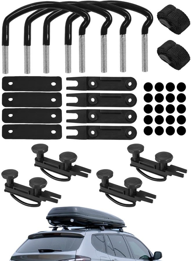 Glazeal 4Pack Roof Box U-Bolt Clamps with 8 Lock Nuts, Universal Roof Box U-Bolt Clamps Car Van Mounting Fitting Kit with 8 Lock Nuts 2 Straps for Cargo Carrier Rack - Image 1