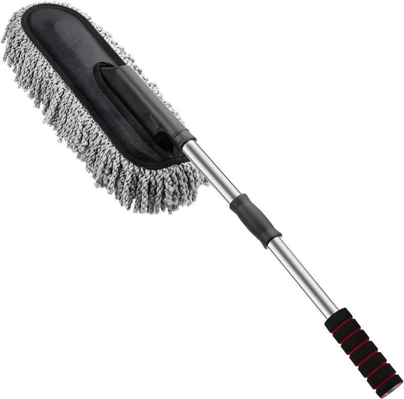 AUTOFRILL Soft Microfiber Car Cleaning Brush with Extendable Long Handle Microfiber Car Duster Cleaner - Image 1