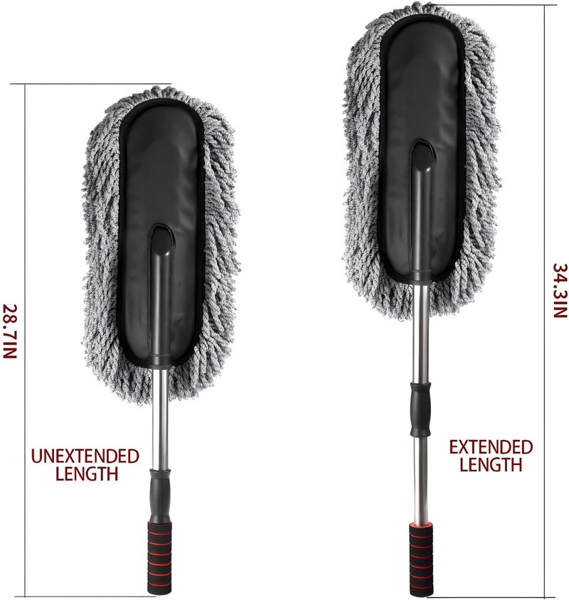 AUTOFRILL Soft Microfiber Car Cleaning Brush with Extendable Long Handle Microfiber Car Duster Cleaner - Image 2