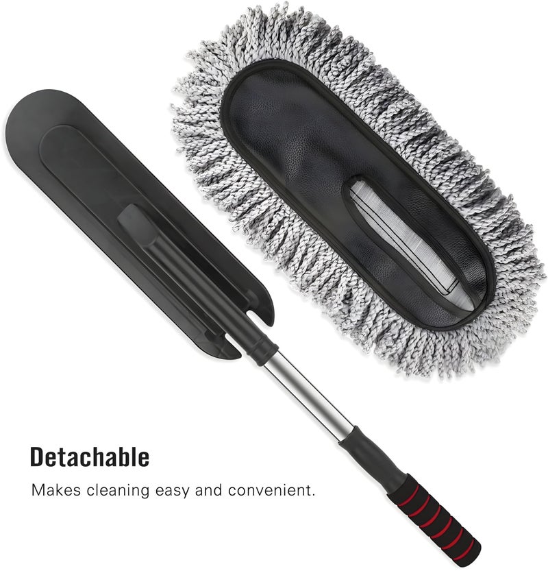 AUTOFRILL Soft Microfiber Car Cleaning Brush with Extendable Long Handle Microfiber Car Duster Cleaner - Image 5