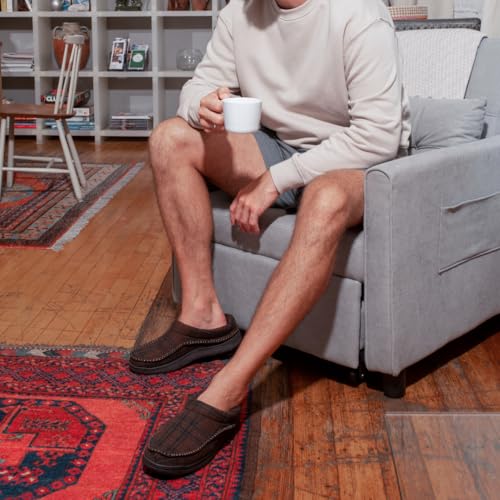 Dearfoams Men's Thompson Cozy Memory Foam Indoor Outdoor Clog House Slipper, Dark Heather Grey (Wool), Large - Image 2