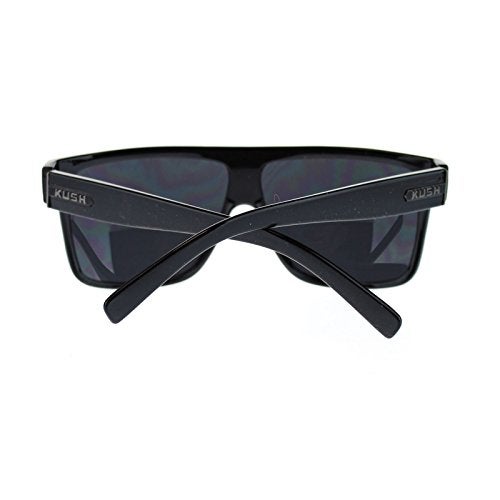 JuicyOrange KUSH Men's Sunglasses Flat Top Square Frame Black Dark Lens, 5 5/8" (143 mm) W x 2" (51 mm) H - Image 4