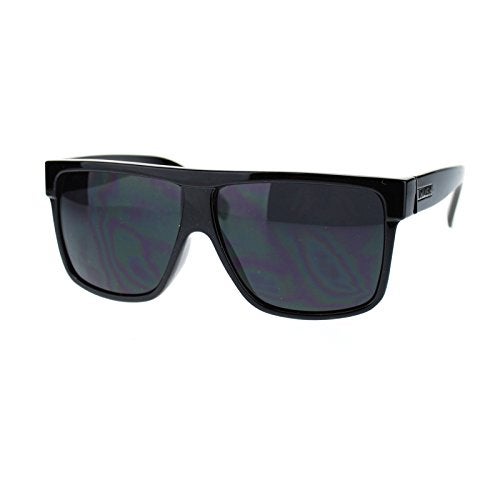 JuicyOrange KUSH Men's Sunglasses Flat Top Square Frame Black Dark Lens, 5 5/8" (143 mm) W x 2" (51 mm) H - Image 1