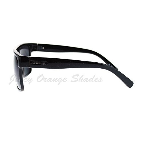 JuicyOrange KUSH Men's Sunglasses Flat Top Square Frame Black Dark Lens, 5 5/8" (143 mm) W x 2" (51 mm) H - Image 5