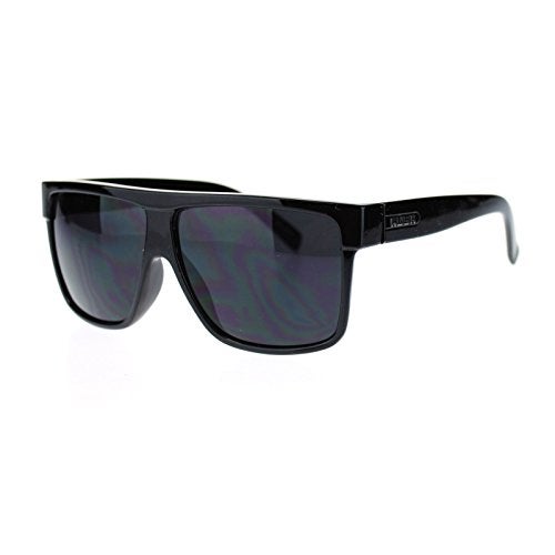 JuicyOrange KUSH Men's Sunglasses Flat Top Square Frame Black Dark Lens, 5 5/8" (143 mm) W x 2" (51 mm) H - Image 3