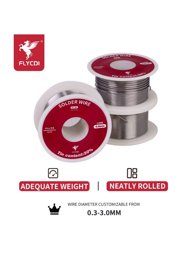 flycdi XS-100 Eco-Friendly Solder Wire with 20% tin content, net weight 20g - Image 2
