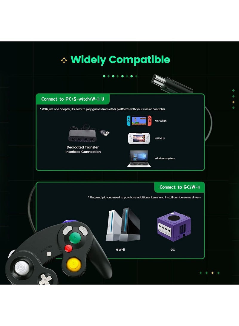 2PCS Wired Controller Classic Gamepad For Nintendo Controller - Enhanced (Black) - Image 3